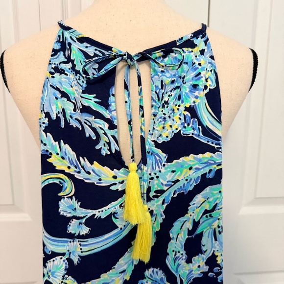 Lilly Pulitzer Pima Cotton Blue and Green Halter‎ Women’s Dress size Medium - Picture 6 of 16